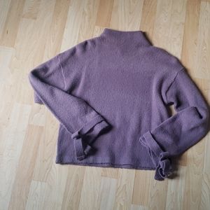 MOCK NECK SWEATER PURPLE WITH TIES
